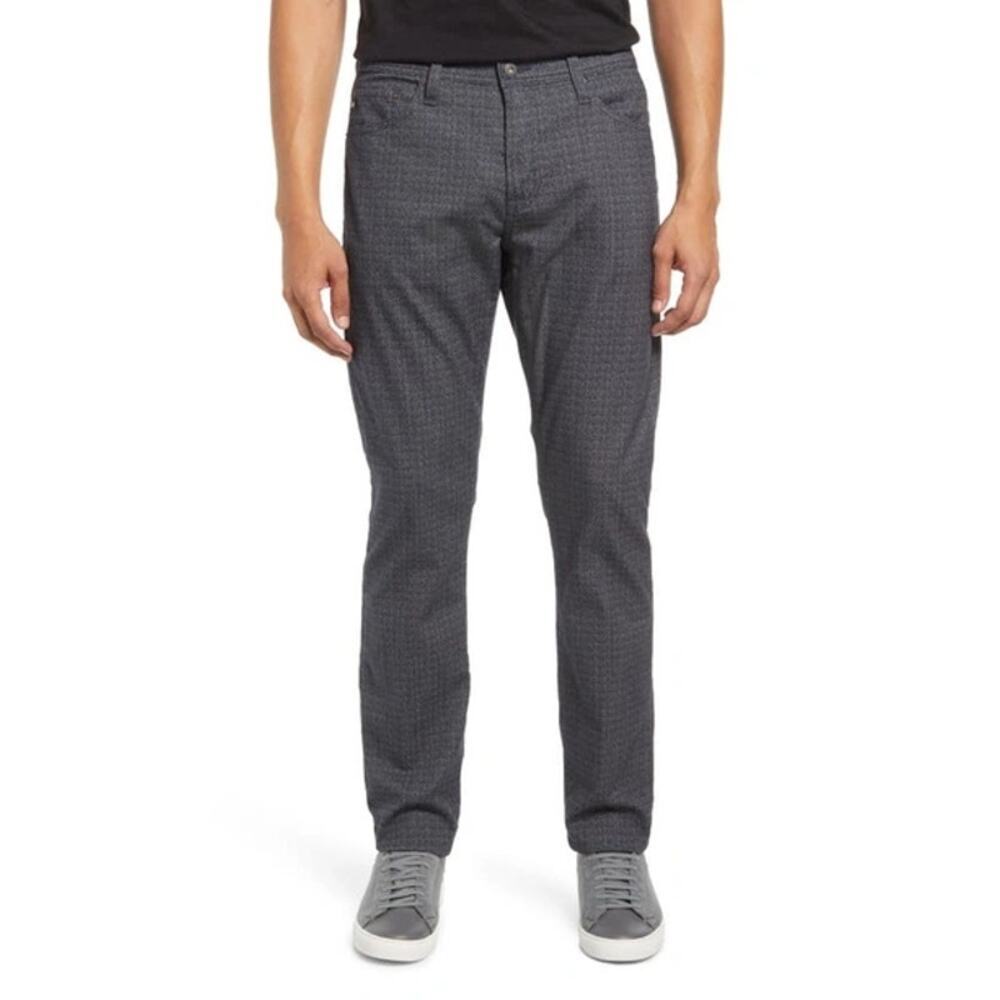 AG Men's Everett Slim Straight Leg Herringbone Pants Black/Gray Size 36X34 NWT